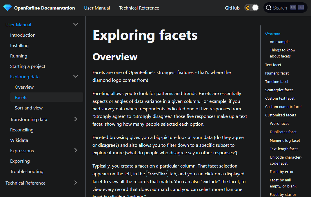 A screenshot of the new user manual.